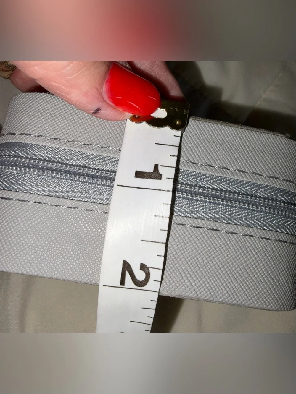 Compact gray Jewelry Organizer Case with Ring Rolls and Compartments
